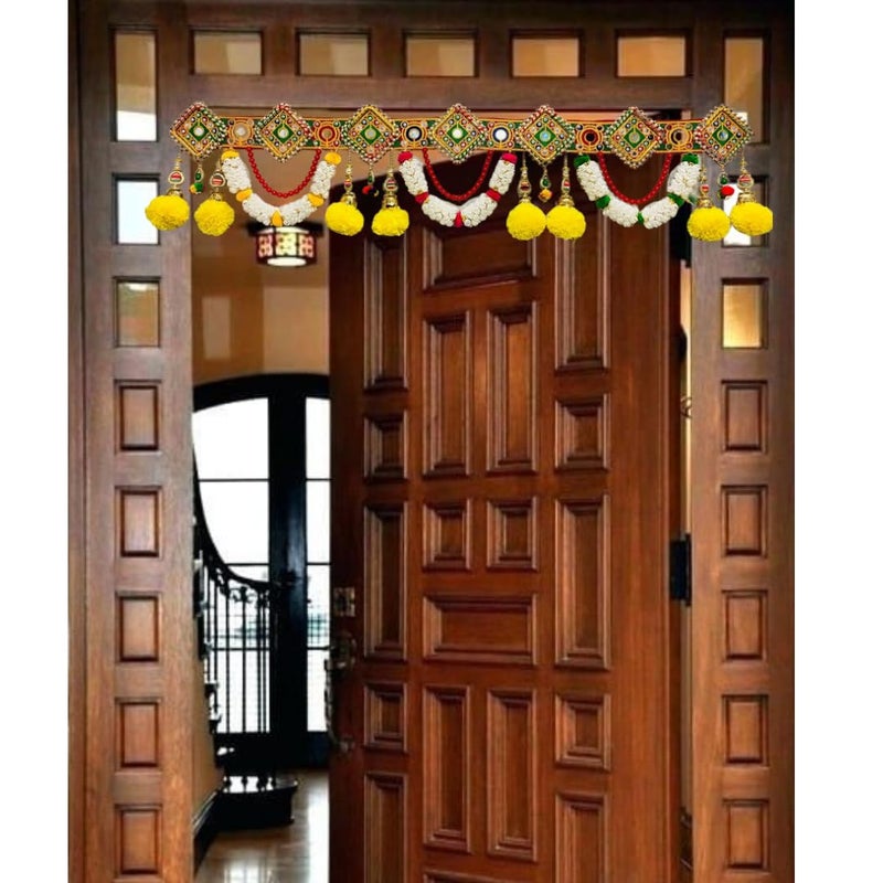 PREETENCYJaipuri Sqiure Ring Door Hanging ToranTraditional Main Gate Toran for Home DecorationHandmade Diwali Decoration SIZE3Fits - Image 1