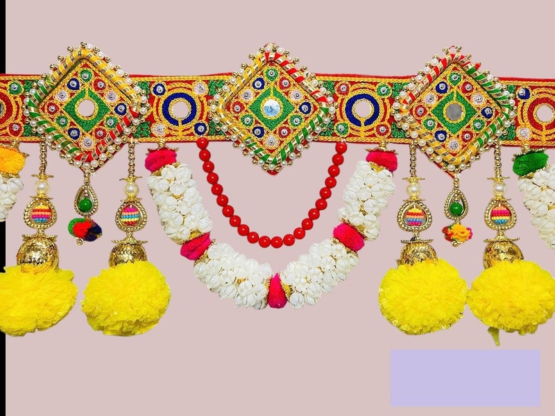 PREETENCYJaipuri Sqiure Ring Door Hanging ToranTraditional Main Gate Toran for Home DecorationHandmade Diwali Decoration SIZE3Fits - Image 3