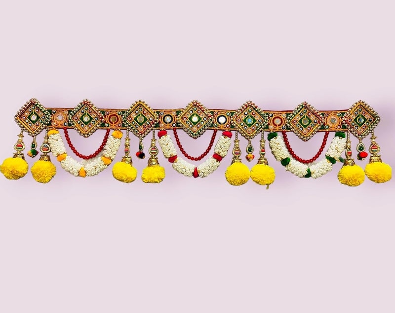 PREETENCYJaipuri Sqiure Ring Door Hanging ToranTraditional Main Gate Toran for Home DecorationHandmade Diwali Decoration SIZE3Fits - Image 5