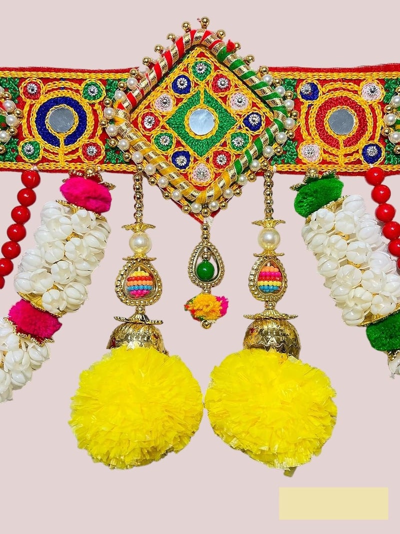 PREETENCYJaipuri Sqiure Ring Door Hanging ToranTraditional Main Gate Toran for Home DecorationHandmade Diwali Decoration SIZE3Fits - Image 4