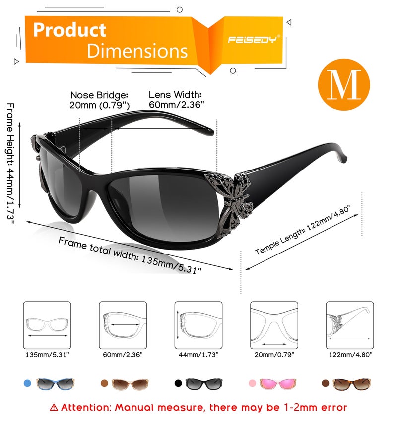 FEISEDY Trendy Polarized Y2K Sunglasses Wrap Around Butterfly Design Fashion Sunnies UV400 Protection B0078 - Image 5