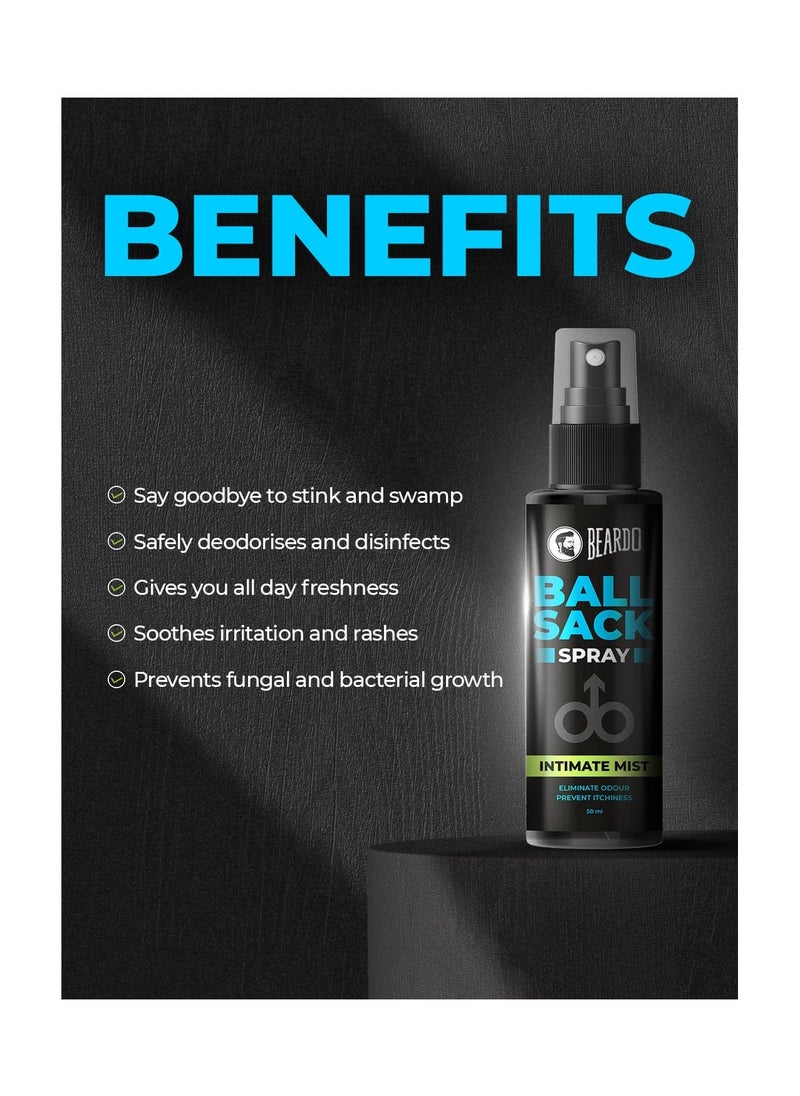 BEARDO - Beardo Ball Sack Spray For Men, 50ml | Intimate Care Spray for Fresh, Clean and Dry Balls | Intimate Hygiene Body Spray for Men; Prevents Odor, itch | Strictly for men Gift for men - Image 1