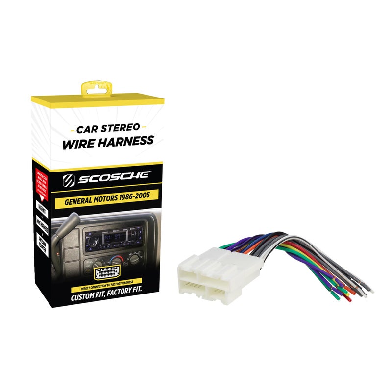 Scosche GM02B Car Stereo Wiring Harness with Crimp Connectors Compatible with Select Non-Amplified 1986-2005 General Motors Vehicles - Check Vehicle List in Images to Verify Your Model - Image 1