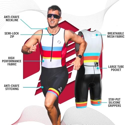 SLS3 Triathlon Suits Mens - Durable Sleeveless Tri Suit Men Triathlon Suit - Lightweight Trisuit with 2 Pockets for Storage (White Fractal, X-Large) - Image 2