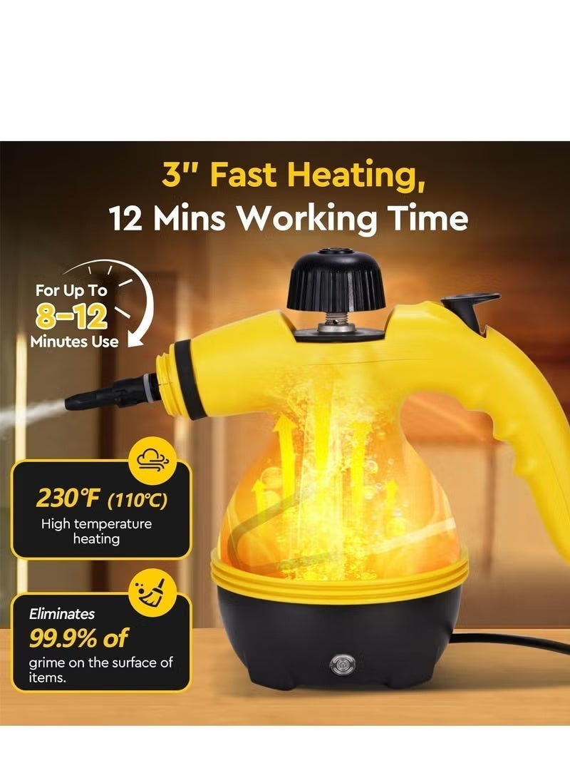 HOMIR Portable Handheld Steam Cleaner 1000w Multifunctional High Temperature With 9 Pieces Accessories and Safety Lock,2.6M Extended Power Cord, Suitable For Kitchen Sofa Bathroom Window - Image 2