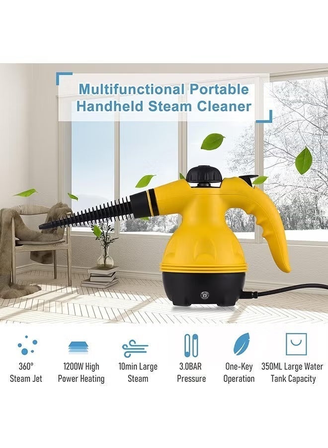 HOMIR Portable Handheld Steam Cleaner 1000w Multifunctional High Temperature With 9 Pieces Accessories and Safety Lock,2.6M Extended Power Cord, Suitable For Kitchen Sofa Bathroom Window - Image 4