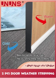 UNUNS Door Draft Stopper,2 Pack Under Door Draft Blocker Door Seal,Adjustable Door Sweeps Adhesive Waterproof Soundproof Bottom Seal Strip Stopper Weather Stripping For Exterior Interior Doors,White  - Image 3
