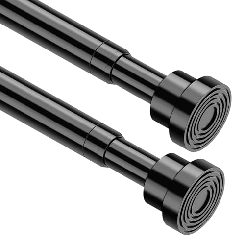 MOEROTER 2pcs Tension Curtain Rod 33 to 56 Inch No Drilling Spring Tension Rod Adjusting Black Curtain Rod No Drilling Non-Slip Expandable Spring Loaded Curtain Tension Rods for Window, Doorway, Closet - Image 1