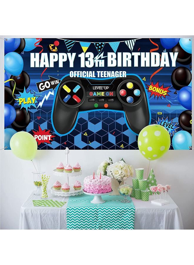 Video Game 13th Birthday Backdrop Birthday Banner with Video Game 