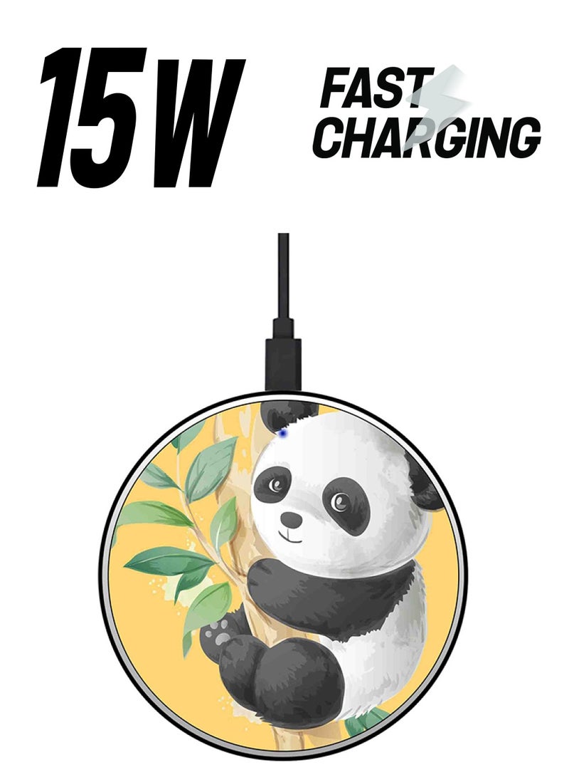 ثيودور شاحن لاسلكي سريع برسمة باندا مع كابل USB متعدد الألوان - Image 1