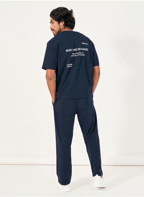Back Print Oversized T-Shirt & Open Hem Joggers Interlock Co-Ords