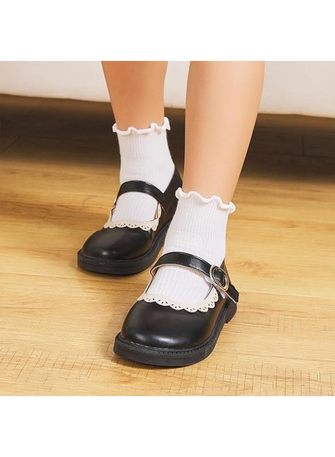 ٦ أزواج من الجوارب المزينة بالكشكشة للأطفال الصغار للبنات، جوارب مانعة للانزلاق، جوارب لطيفة مزينة بالكشكشة، مناسبة للأطفال من عمر ٣-٥ سنوات، مقاس كبير (L). - Image 4