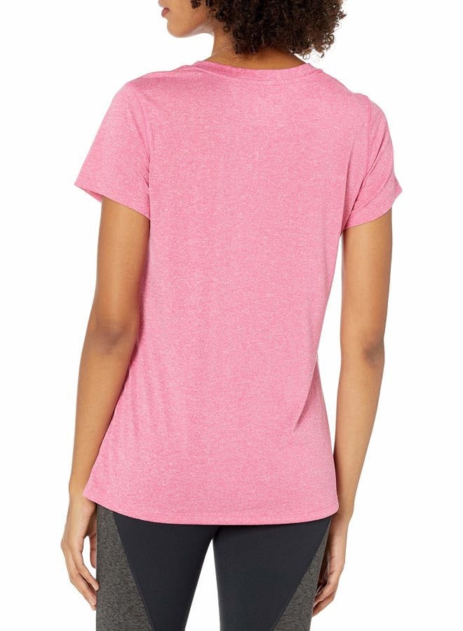 Hanes Women's Cooldri Short Sleeve Performance V-Neck T-Shirt (1 Pack), Amaranth Htr, M - Image 2