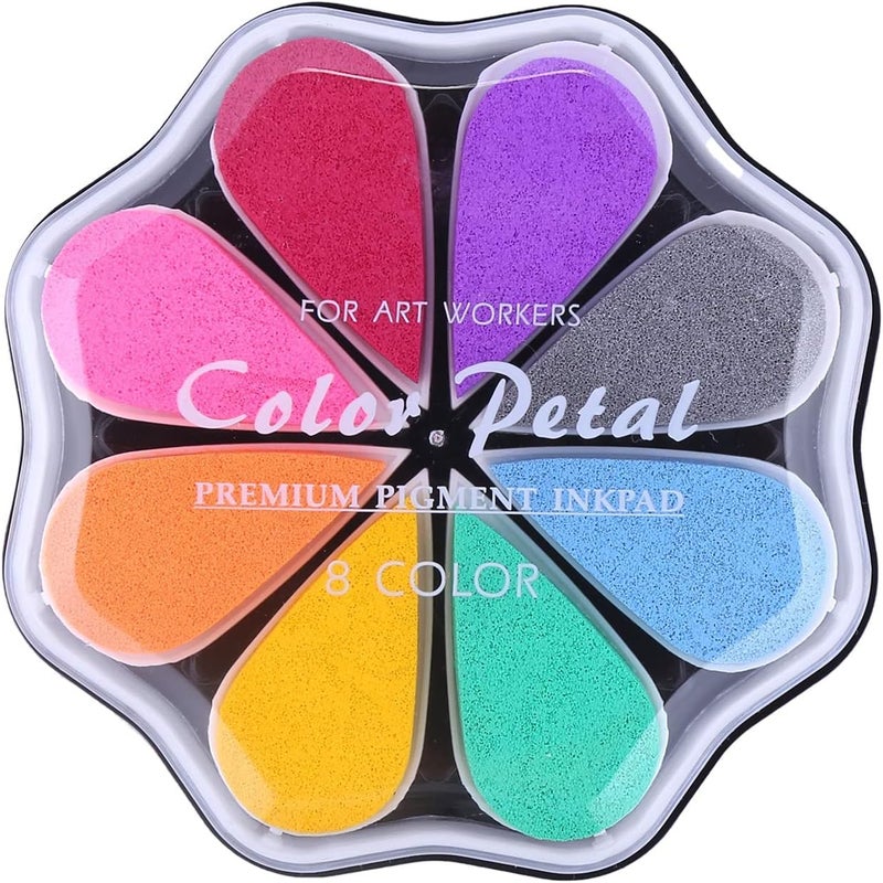 YPSelected Petal Ink Pads for Rubber Stamps Waterdrop Shaped Stamp Pads with 8 Assorted Colors (Set 1002) - Image 1