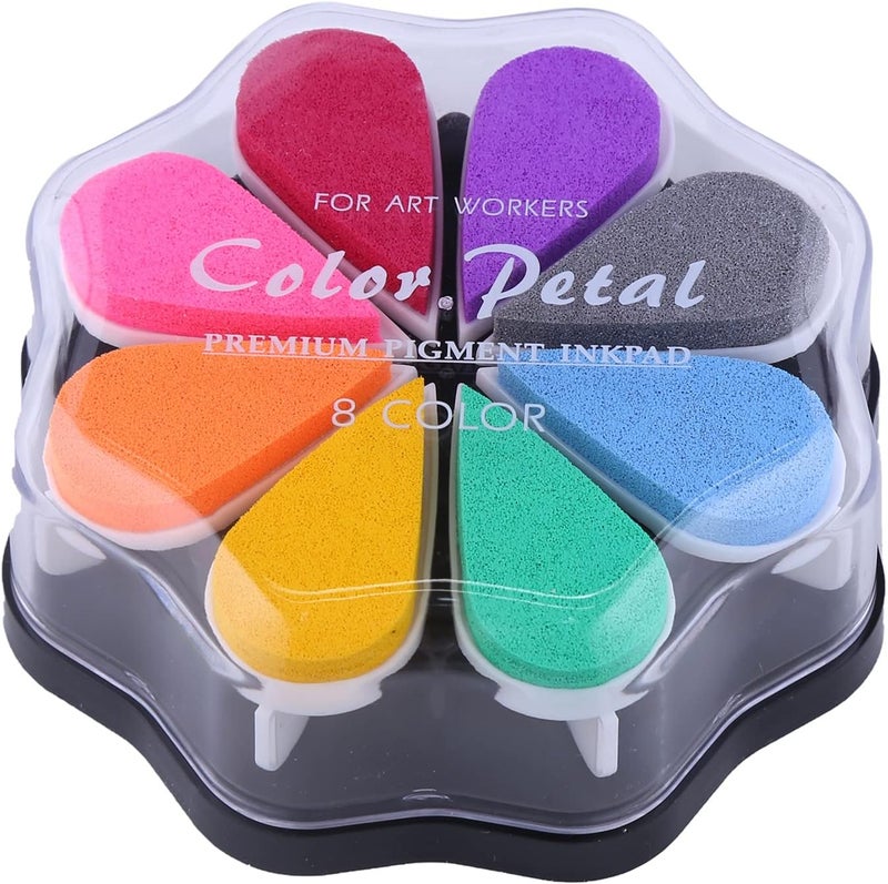 YPSelected Petal Ink Pads for Rubber Stamps Waterdrop Shaped Stamp Pads with 8 Assorted Colors (Set 1002) - Image 2