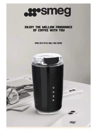 SMEG Retro Milk Black 320ml Double-Walled Vacuum Stainless Steel Insulated Mug 360° Leak-Proof Car Travel Portable Coffee Cup One-Click Direct Drinking Hot and Cold Dual-Use Four Options Available - view 5