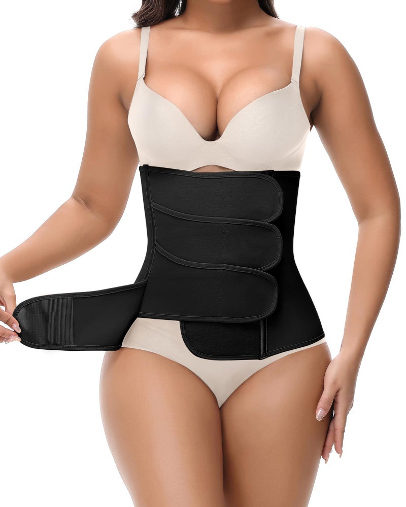 SHAPSHE Waist Trainer for Women Postpartum Recovery Wrap Girdle Cincher Corset Shapewear Belly Band Black M - Image 2