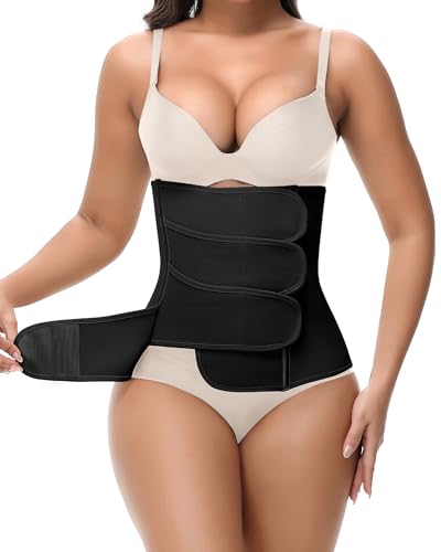 SHAPSHE Waist Trainer for Women Postpartum Recovery Wrap Girdle Cincher Corset Shapewear Belly Band Black M - Image 1