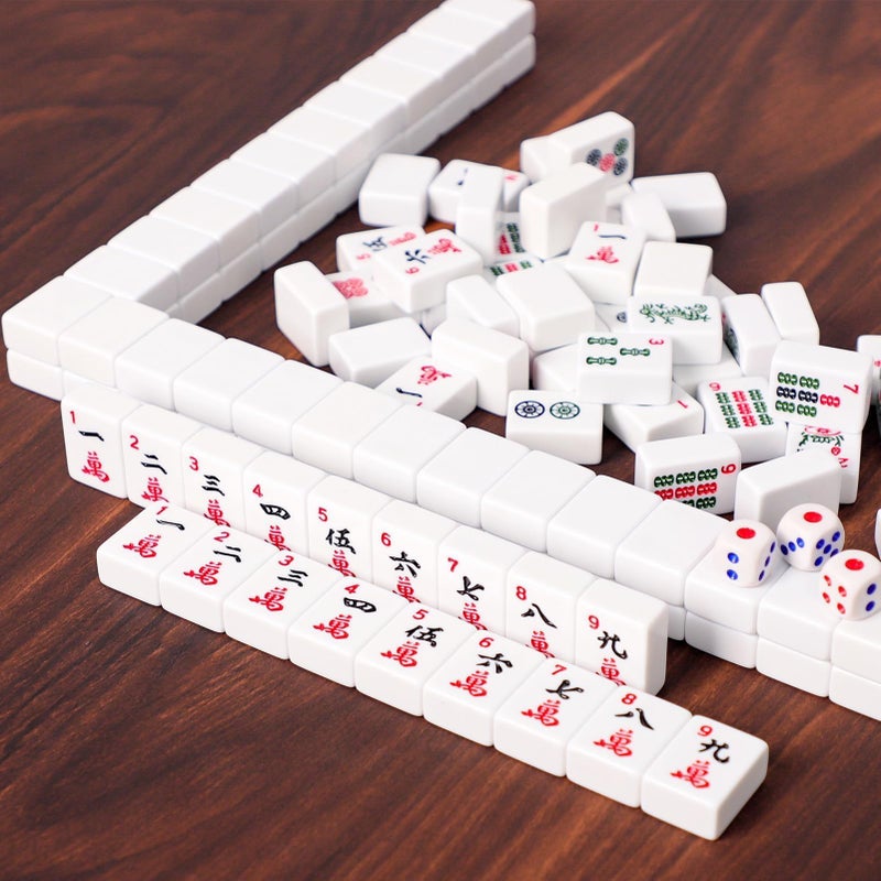 ZGME American Mahjong Set,166 White Tiles with Blue Rectangular Bag and Accessories,4 All-in-One Mahjong Racks with Pushers,Complete Western Mahjong Set - Image 5