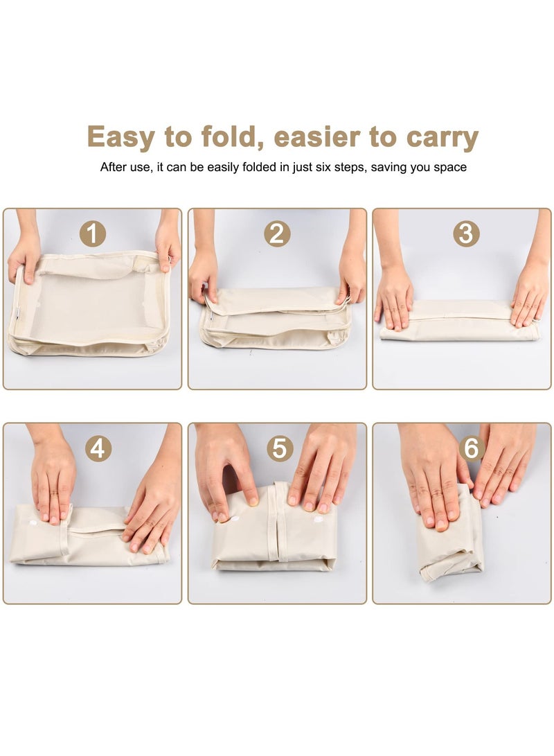 8 Pcs Travel Packing Organizer Bags Set Lightweight Luggage Cubes Beige - Image 5