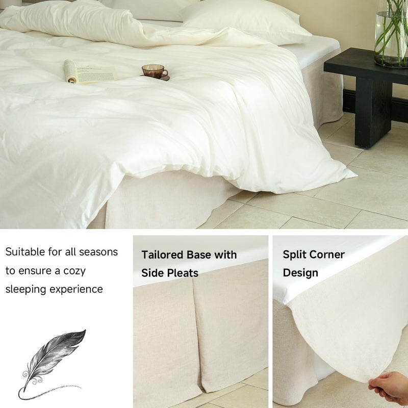 Simple&Opulence French Linen Bed Skirt With Classic 14 Inch Drop Dust Ruffle  Tailored Draped Premium Natural Flax Cotton Blend Basic Dust Easy Fit Breathable Farmhouse Bedding (King  Basic Linen) - Image 5