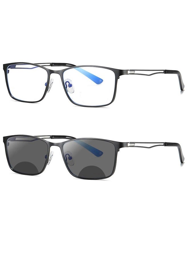 Mincl Transition Photochromic Bifocal Reading Glasses for Mens and Womens ,Square Clear UV Protection Sunglasses Readers 0~+4.00, Black, 2.25 x - Image 1