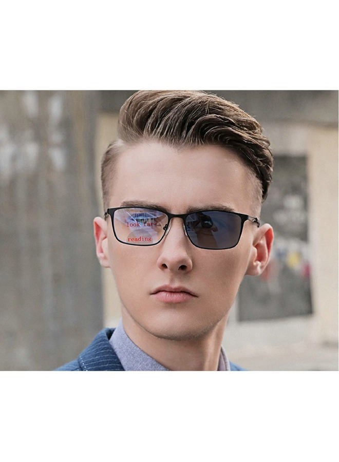 Mincl Transition Photochromic Bifocal Reading Glasses for Mens and Womens ,Square Clear UV Protection Sunglasses Readers 0~+4.00, Black, 2.25 x - Image 2