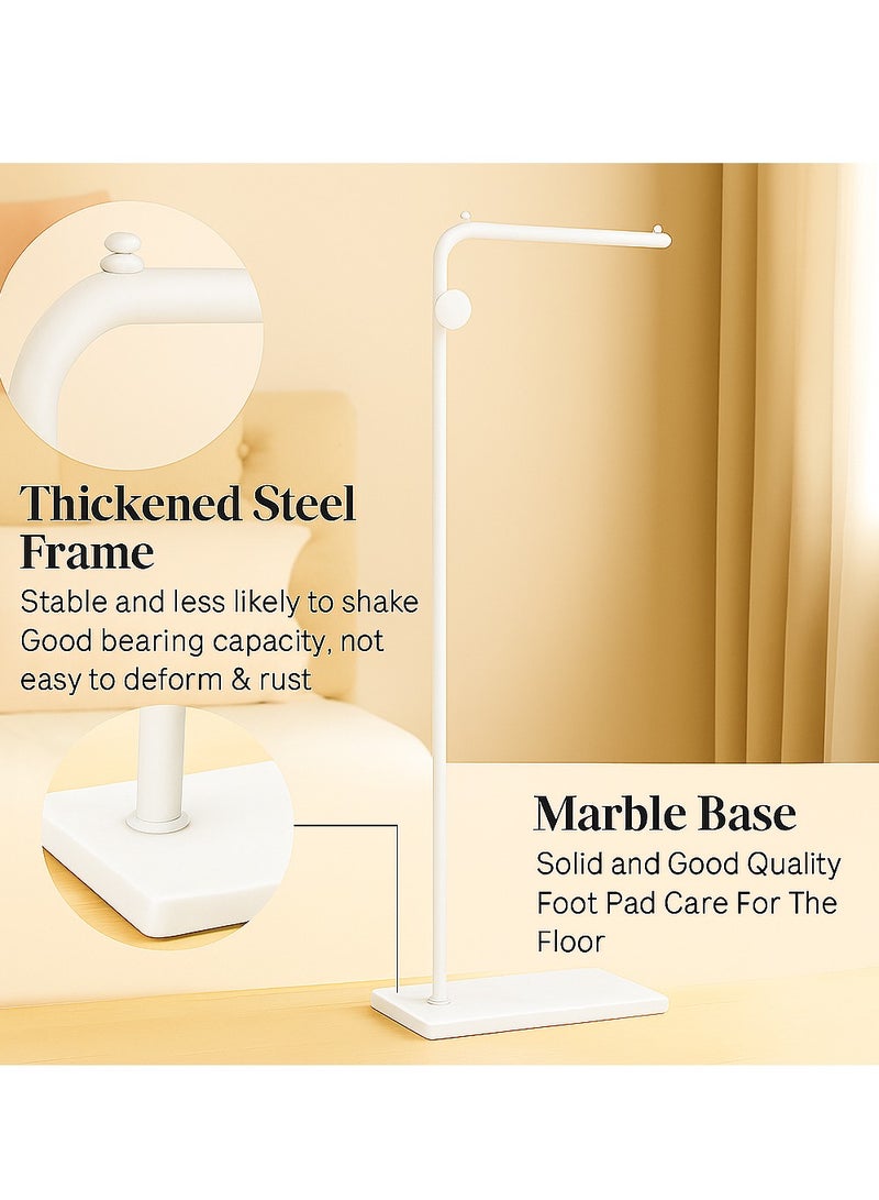 Y&D Metal L-Shape Coat Rack Freestanding with Heavy Stable Marble Base Sturdy Coat Rack Stand for Clothes/Bags/Hats White Color Coat Rack Stand for Entryway Bedroom Office Narrow Place  - Image 2