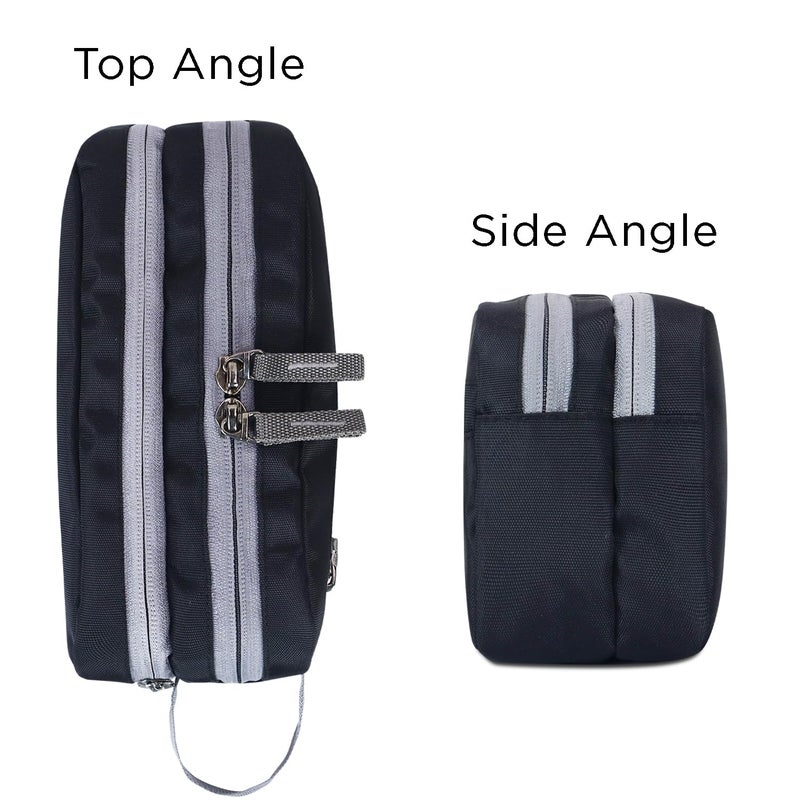 AYAHA Polyester Toiletry Bag for Men & Women Travel Pouch for Toiletries Shaving Kit & Cosmetics Water Resistance Pouch (Black) - Image 2