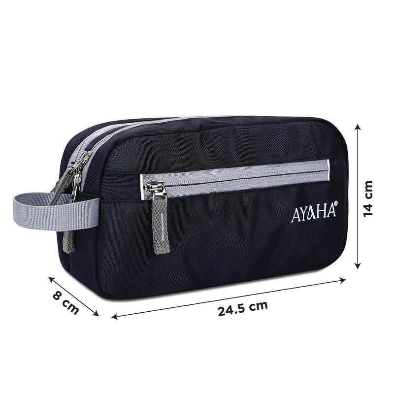 AYAHA Polyester Toiletry Bag for Men & Women Travel Pouch for Toiletries Shaving Kit & Cosmetics Water Resistance Pouch (Black) - Image 4