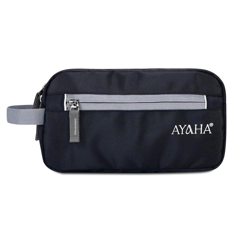AYAHA Polyester Toiletry Bag for Men & Women Travel Pouch for Toiletries Shaving Kit & Cosmetics Water Resistance Pouch (Black) - Image 5