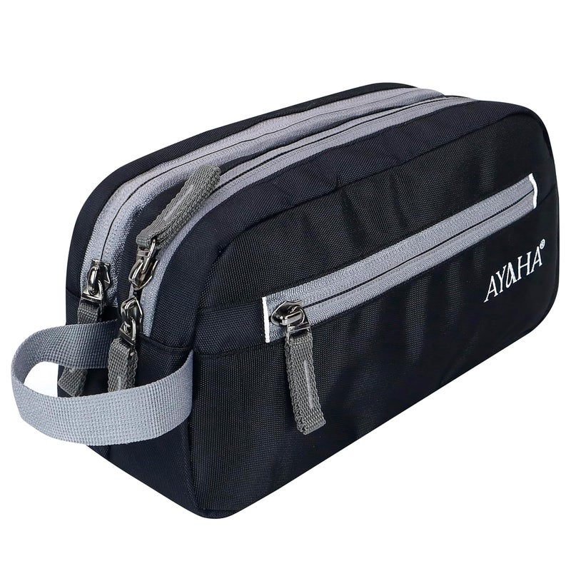AYAHA Polyester Toiletry Bag for Men & Women Travel Pouch for Toiletries Shaving Kit & Cosmetics Water Resistance Pouch (Black) - Image 1