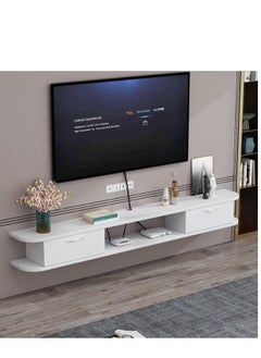Golden TV Floating Shelf TV Wall Shelves Floating TV Stand Component Shelf, Bedroom Solid Wood Wall-Mounted TV Cabinet (120CM)  - Image 1