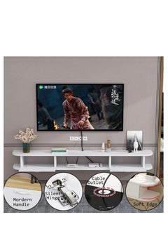 Golden TV Floating Shelf TV Wall Shelves Floating TV Stand Component Shelf, Bedroom Solid Wood Wall-Mounted TV Cabinet (120CM)  - Image 5