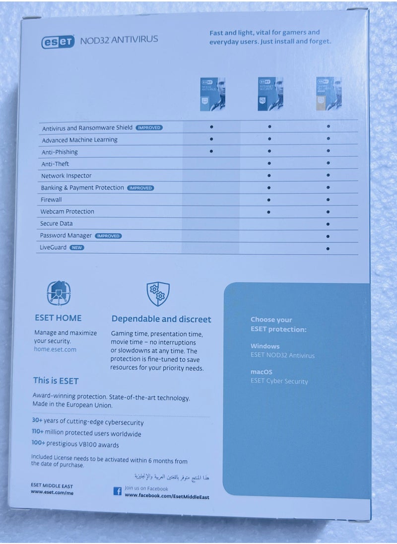 ESET - NOD32 Antivirus 1 License For 2 User 1 Year,Mac and Windows - Image 1