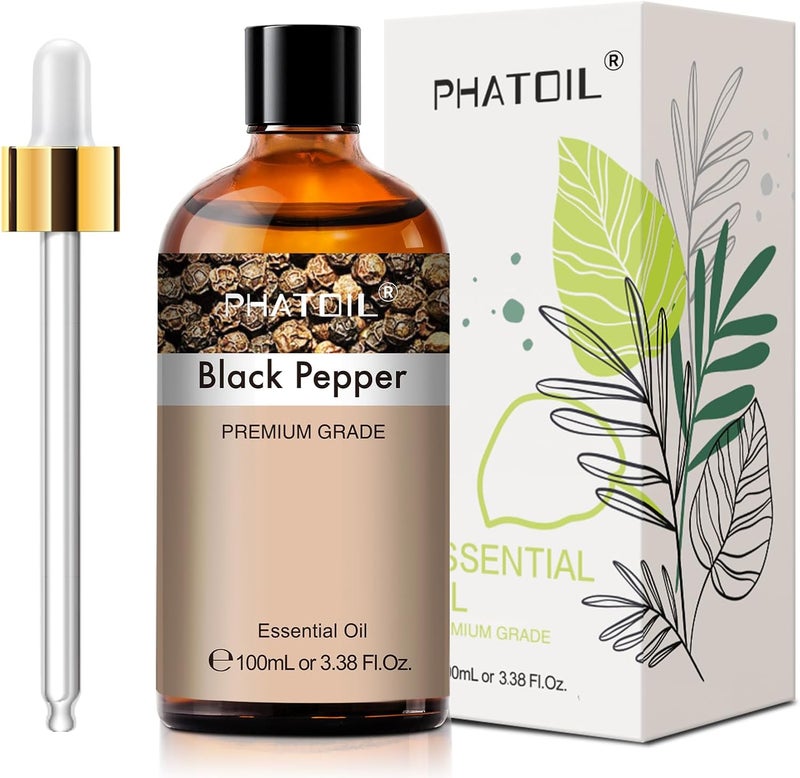 PHATOIL Black Pepper Essential Oil 100ML, Pure Premium Grade Black Pepper Essential Oils for Diffuser, Humidifier, Aromatherapy, Candle Making - Image 1