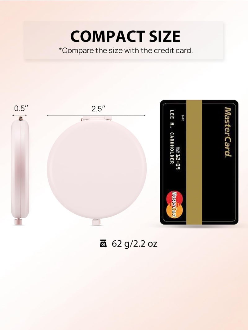 Getinbulk Compact Mirror for Purse, Double-Sided 1X/2X Magnifying Metal Pocket Makeup Mirrors(Round,Pink Marshmallow) - Image 2