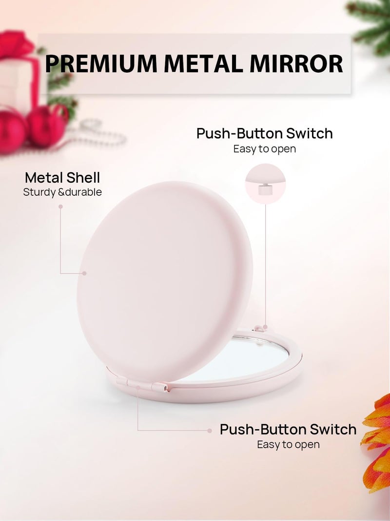 Getinbulk Compact Mirror for Purse, Double-Sided 1X/2X Magnifying Metal Pocket Makeup Mirrors(Round,Pink Marshmallow) - Image 5