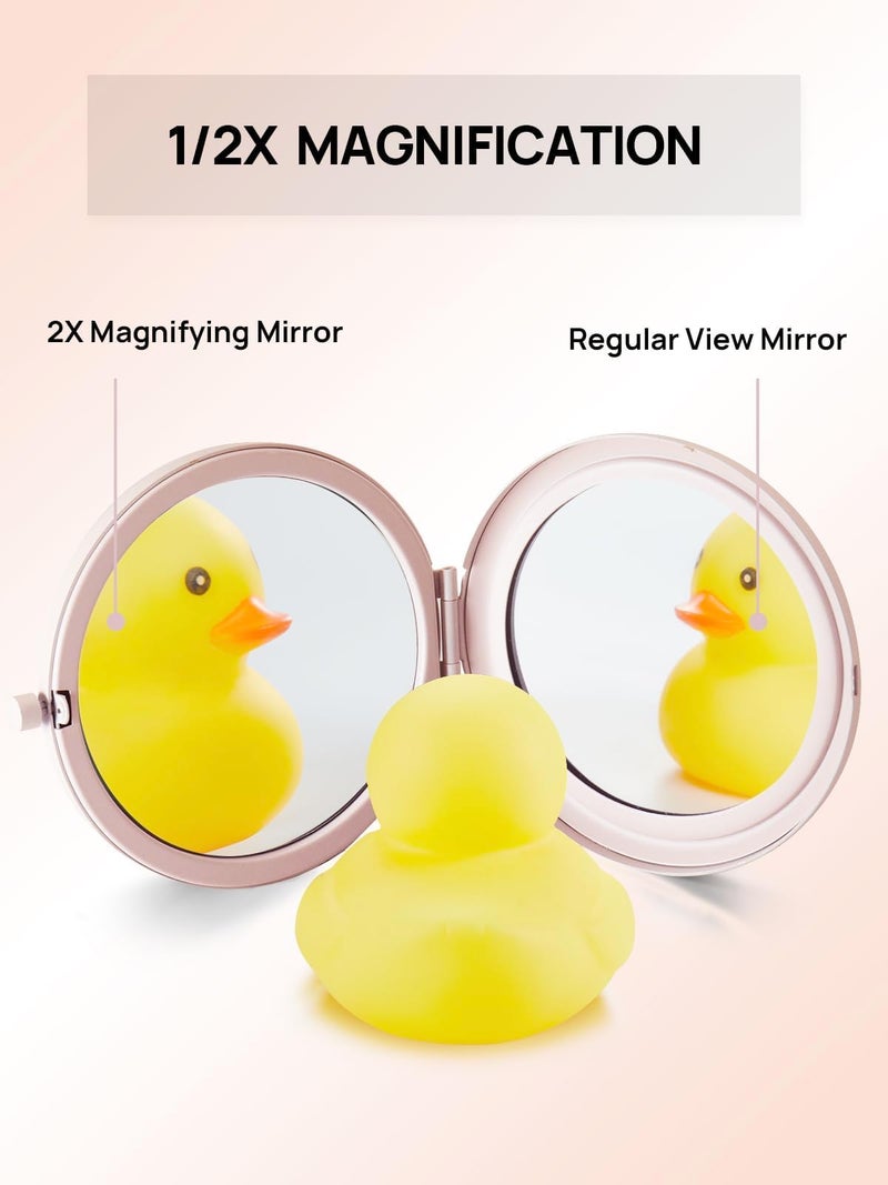 Getinbulk Compact Mirror for Purse, Double-Sided 1X/2X Magnifying Metal Pocket Makeup Mirrors(Round,Pink Marshmallow) - Image 3