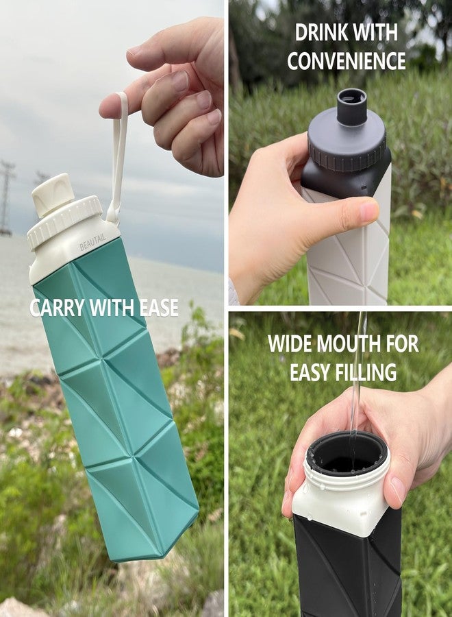 BEAUTAIL Collapsible Water Bottles, Silicone Foldable Water Bottle 610ml, Portable Lightweight Reusable Leakproof Bottle for Gym Travel Camping Hiking Sports Outdoor, 1 Pack (Blue) - Image 5