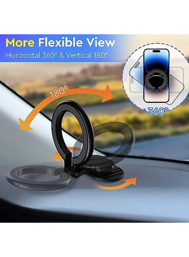 KASTWAVE Magnetic Phone Mount 360 Degree Rotating Folding Car Phone Mount Super Strong Magnet Phone Holder For Steering Wheel And Dashboard For Iphone 14 13 12 Black - Image 3