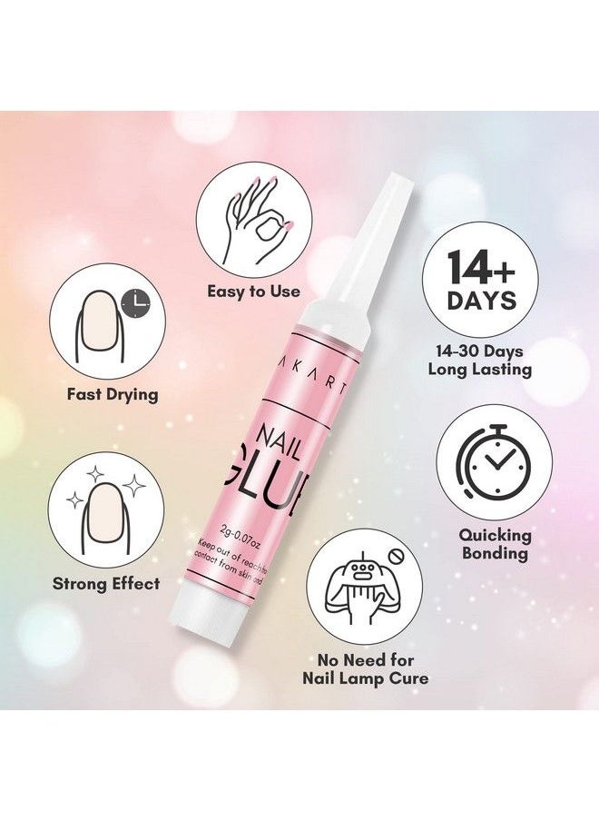 MAKARTT - Super Strong Nail Glue For Acrylic Nails Press On Nails Professional Nail Adhesive Bond Nail Tips Glue For Stick On Nails Long Lasting Nail Glue For Fake Nails Broken Nails Repair 007Oz 40Pcs - Image 1