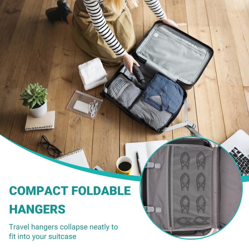 LQOQA 10Travel Hangers Foldableï¼ŒFolding for Travtravel Hangerscruise Essentials ï¼Œ 2025 Upgraded Folding Travelï¼Œ Foldable for Suitcaseeling Travel Hangers (Black) - Image 4