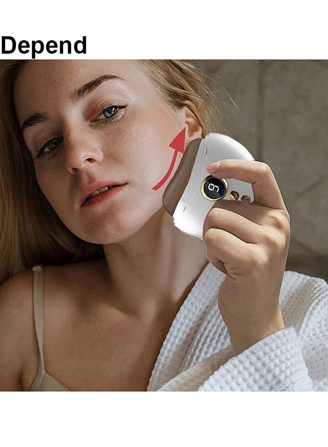 أداة للحد من التجاعيد الوجه ، وأدوات الحلاقة الوجه ، والحد من الذقن المزدوجة وذمة ، 1 إلى 9 درجات من الحرارة والاهتزاز الكهربائية تدليك الوجه ، ومكافحة الشيخوخة ، والرقبة ، ورفع الوجه والجسم - Image 2