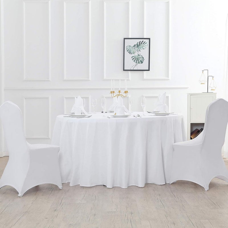 Cupuamon 60 inch Round Tablecloth Washable Polyester Table Cloth Decorative Table Cover for Wedding Party Dining Banquet（60 inch,White） - Image 5