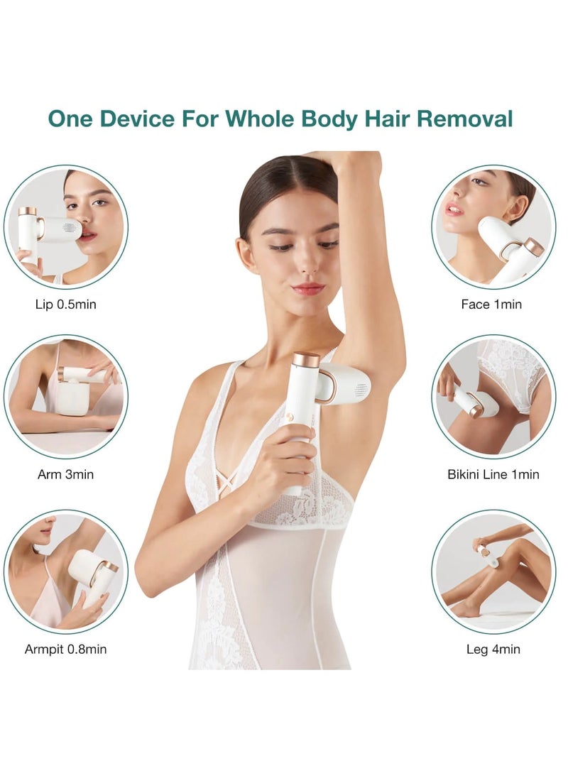 Bosidin - Laser Hair Removal IPL Permanent Home Hair Removal Device  for Facial Peach Fuzz, Underarms, Bikini Line and Legs Dynamic Cooling Device D-1187 White - Image 1