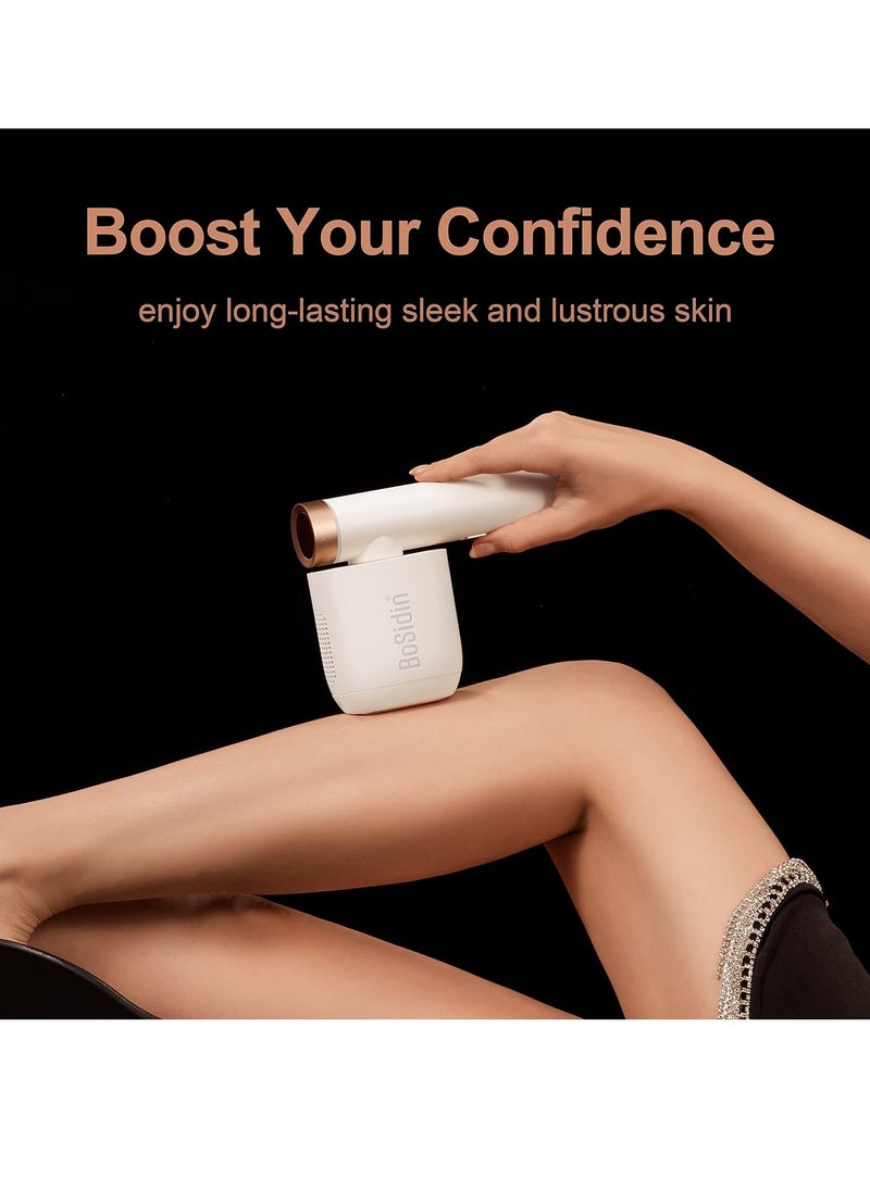 Bosidin - Laser Hair Removal IPL Permanent Home Hair Removal Device  for Facial Peach Fuzz, Underarms, Bikini Line and Legs Dynamic Cooling Device D-1187 White - Image 1
