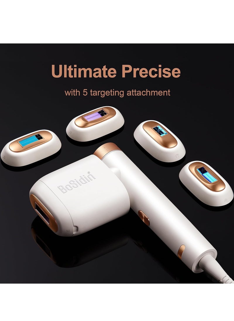 Bosidin - Laser Hair Removal IPL Permanent Home Hair Removal Device  for Facial Peach Fuzz, Underarms, Bikini Line and Legs Dynamic Cooling Device D-1187 White - Image 1
