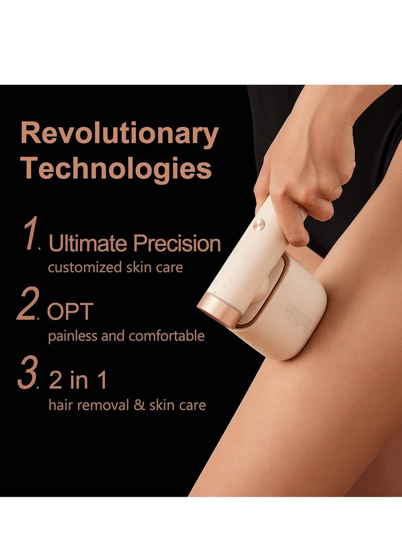 Bosidin - Laser Hair Removal IPL Permanent Home Hair Removal Device  for Facial Peach Fuzz, Underarms, Bikini Line and Legs Dynamic Cooling Device D-1187 White - Image 1
