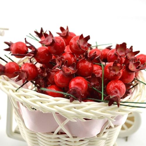 GANPUB Red Mini Pomegranate Artificial Fruits Ornaments Lifelike Pomegranate Decor for Wedding Home Party Christmas Crafts Decor Artificial Plants and Flowers - Image 2
